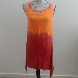 🆕 Bronz Asymmetric Colorblock embroidered long sleeveless Dress_XS